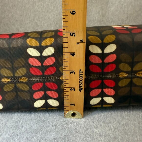 ORLA KIELY Multicolored Brown Pink Stem Print Laminate Canvas Handbag Tote Purse - Picture 9 of 16